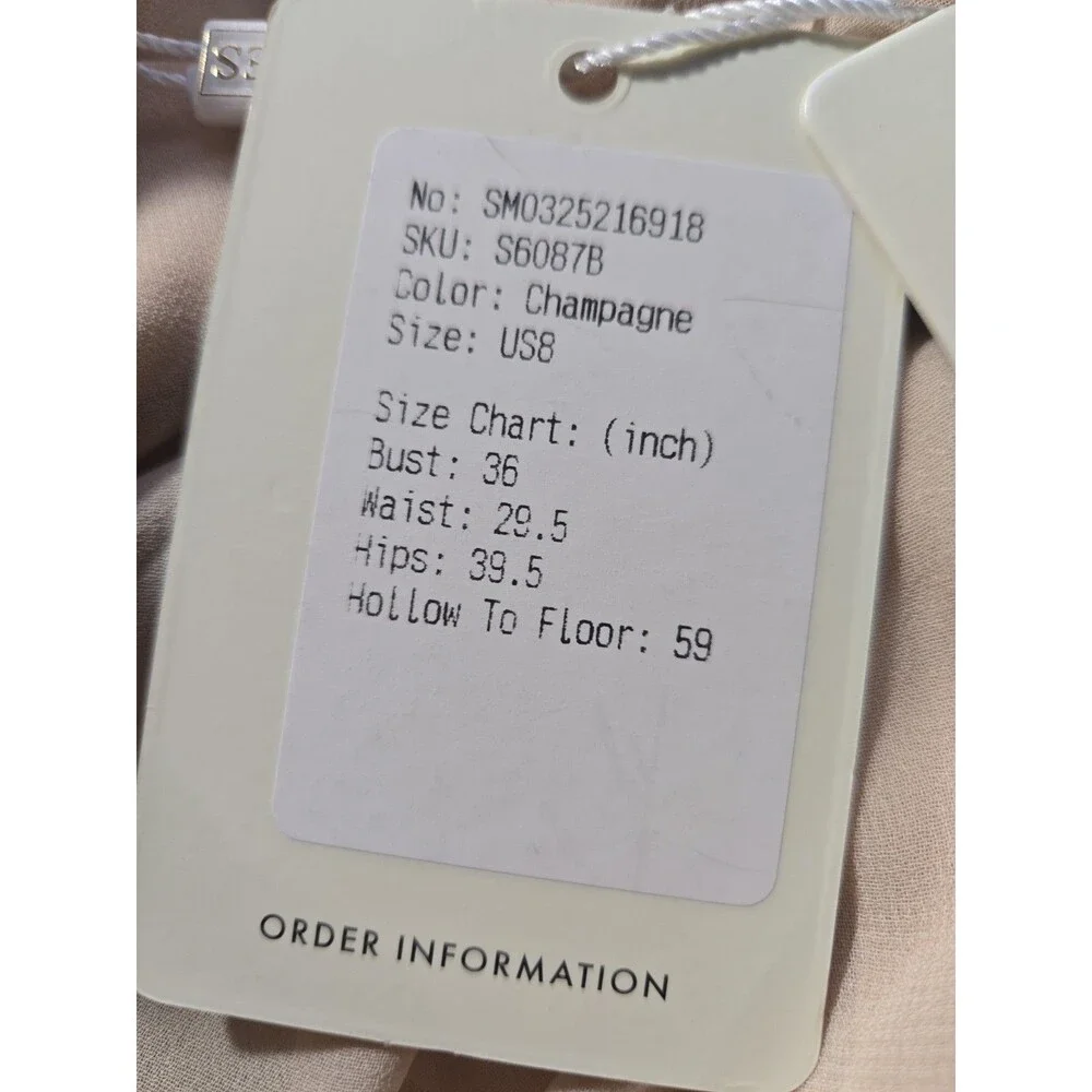 Stacees Champagne Bridesmaid Wedding Prom Formal Gown Size 8 NWT